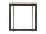 Hathaway Rectangular White Travertine/Oil-Rubbed Bronze Side Table - Ornate Home