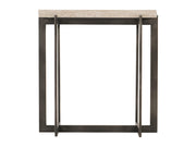 Hathaway Rectangular White Travertine/Oil-Rubbed Bronze Side Table - Ornate Home