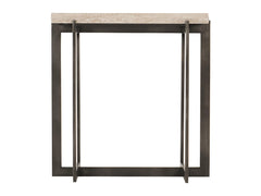 Hathaway Rectangular White Travertine/Oil-Rubbed Bronze Side Table - Ornate Home