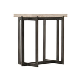 Hathaway Rectangular White Travertine/Oil-Rubbed Bronze Side Table - Ornate Home