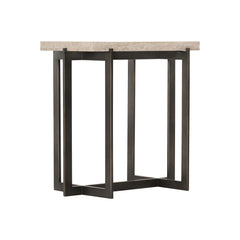 Hathaway Rectangular White Travertine/Oil-Rubbed Bronze Side Table - Ornate Home