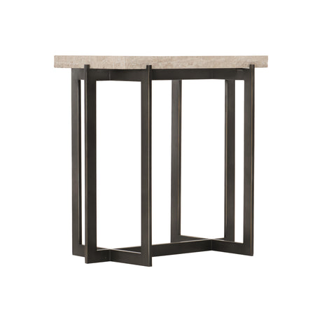 Hathaway Rectangular White Travertine/Oil-Rubbed Bronze Side Table - Ornate Home
