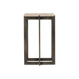 Hathaway Rectangular White Travertine/Oil-Rubbed Bronze Side Table - Ornate Home