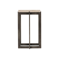 Hathaway Rectangular White Travertine/Oil-Rubbed Bronze Side Table - Ornate Home