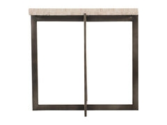 Hathaway Square White Travertine/Oil-Rubbed Bronze Side Table - Ornate Home