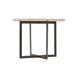Hathaway Square White Travertine/Oil-Rubbed Bronze Side Table - Ornate Home
