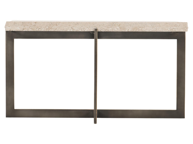 Hathaway White Travertine/Oil-Rubbed Bronze Cocktail Table - Ornate Home