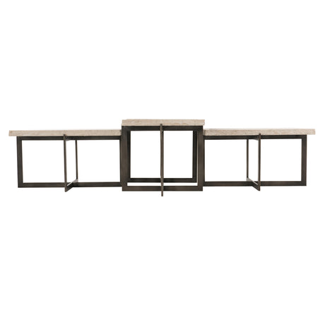 Hathaway White Travertine/Oil-Rubbed Bronze Cocktail Table - Ornate Home