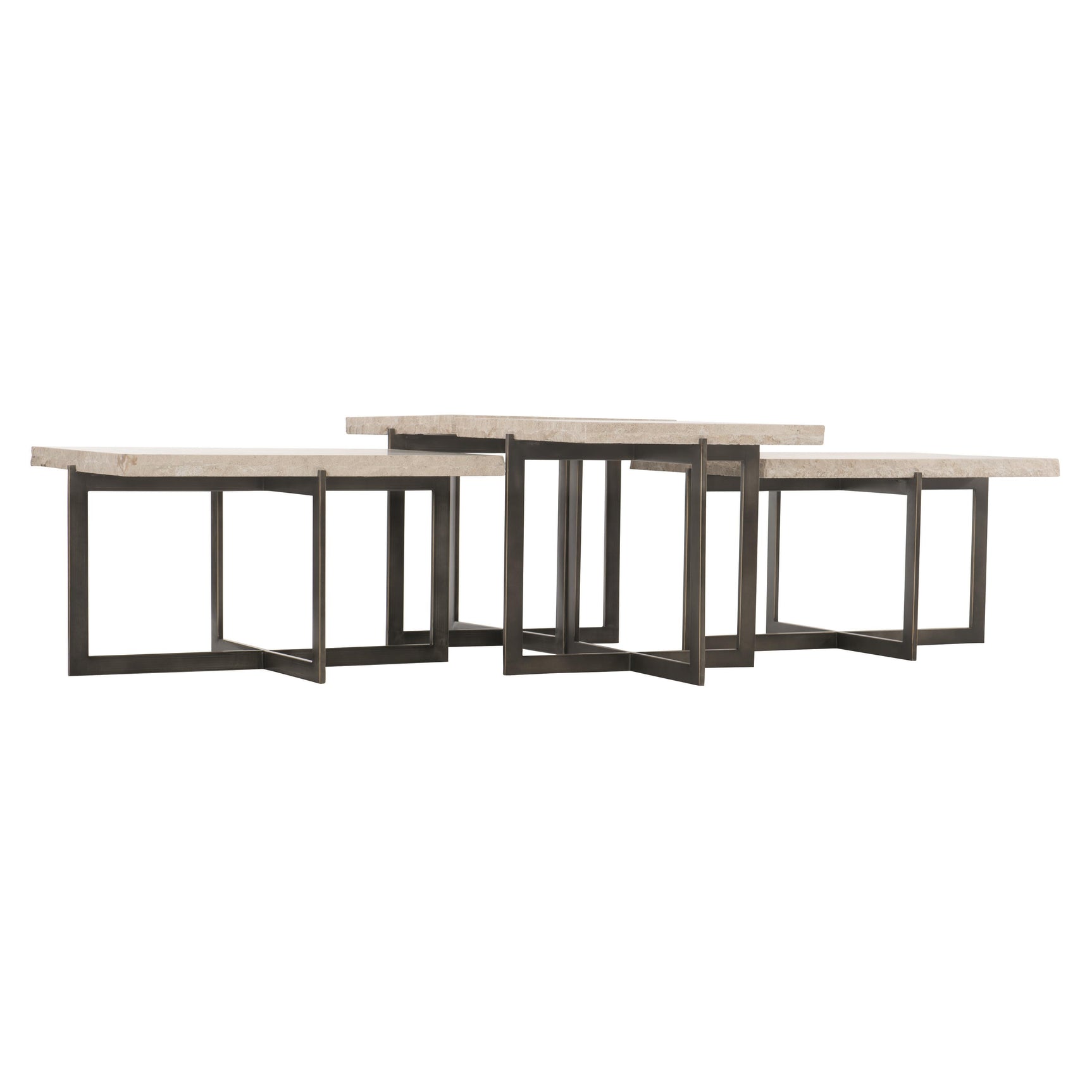 Hathaway White Travertine/Oil-Rubbed Bronze Cocktail Table - Ornate Home