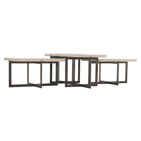 Hathaway White Travertine/Oil-Rubbed Bronze Cocktail Table - Ornate Home