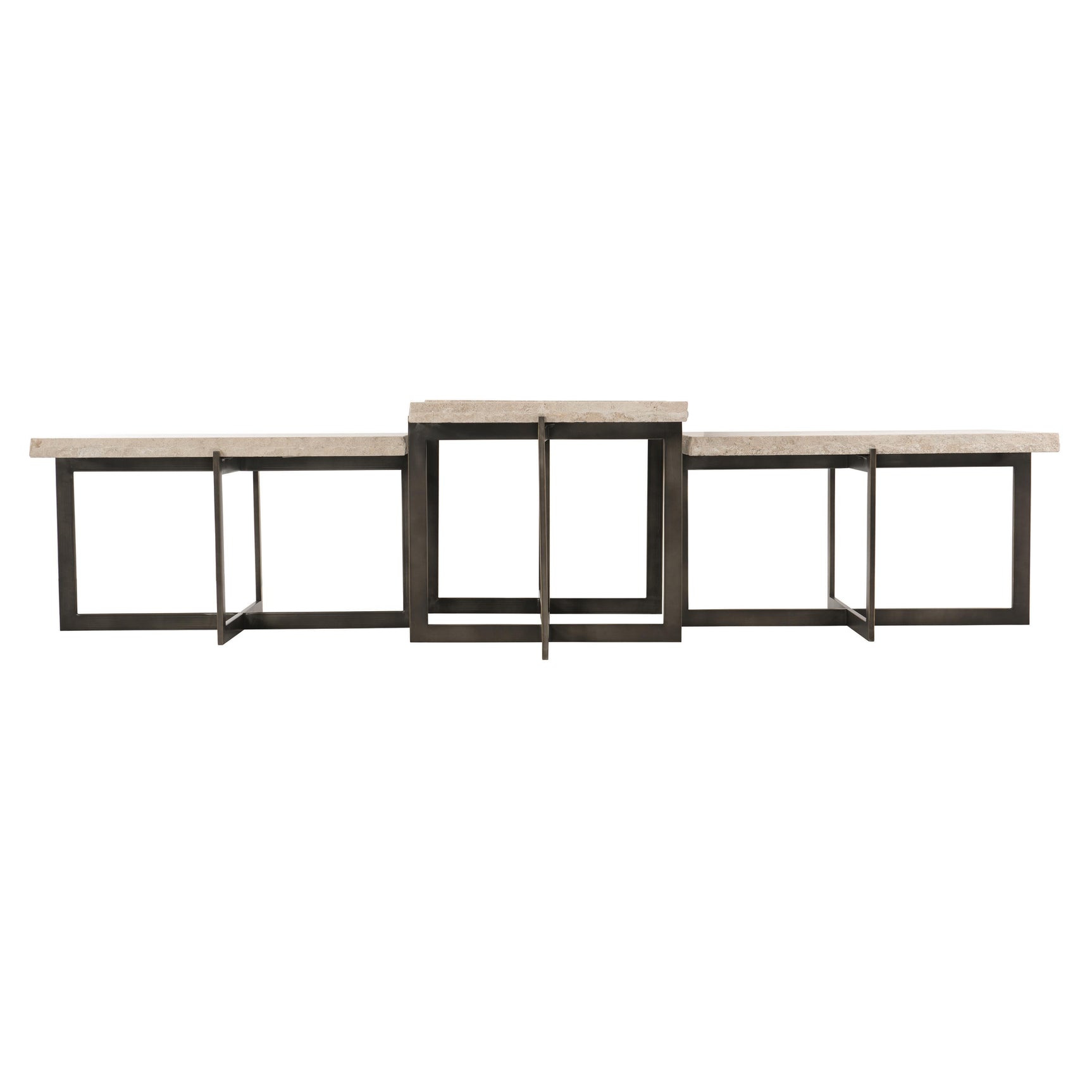 Hathaway White Travertine/Oil-Rubbed Bronze Cocktail Table - Ornate Home