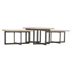 Hathaway White Travertine/Oil-Rubbed Bronze Cocktail Table - Ornate Home