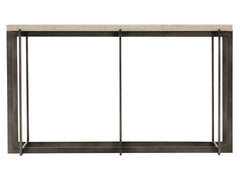Hathaway White Travertine/Oil-Rubbed Bronze Console Table - Ornate Home