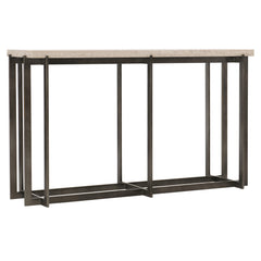Hathaway White Travertine/Oil-Rubbed Bronze Console Table - Ornate Home
