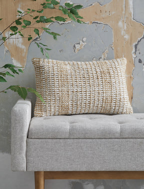 Hathby Tan/White Pillow - Ornate Home