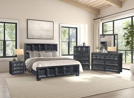 Hatton Cross Weathered Black Queen 4 Piece Bedroom Set - Ornate Home