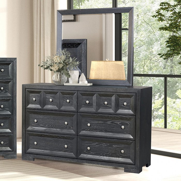 Hatton Cross Weathered Black Queen 5 Piece Bedroom Set w/2 Nightstands - Ornate Home