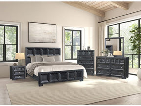 Hatton Cross Weathered Black Queen 5 Piece Bedroom Set w/Chest (N2) - Ornate Home