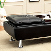 Hauser Black/Chrome Ottoman - Ornate Home