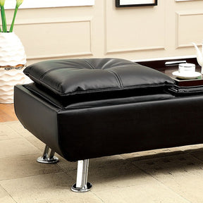 Hauser Black/Chrome Ottoman - Ornate Home