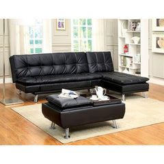Hauser Black/Chrome Ottoman - Ornate Home