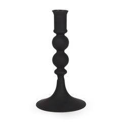 Haute Matte Black Small Blown Glass Candlestick - Ornate Home