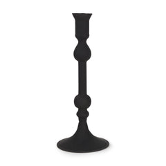 Haute Medium Matte Black Blown Glass Candlestick - Ornate Home