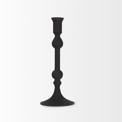 Haute Medium Matte Black Blown Glass Candlestick - Ornate Home