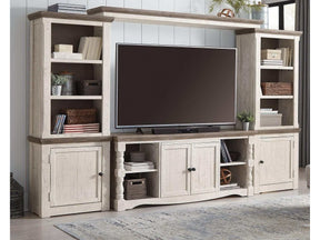Havalance Weathered Gray & Vintage White Entertainment Center / 4pc (Online Special Price) - Ornate Home
