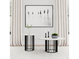 Haven Black 2-piece Round Marble Coffee and End Table Set - Ornate Home