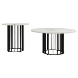Haven Black 2-piece Round Marble Coffee and End Table Set - Ornate Home