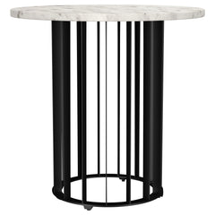 Haven Black 2-piece Round Marble Coffee and End Table Set - Ornate Home