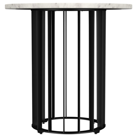 Haven Black 2-piece Round Marble Coffee and End Table Set - Ornate Home