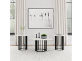 Haven Black 3-piece Round Marble Coffee and End Table Set - Ornate Home