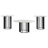 Haven Black 3-piece Round Marble Coffee and End Table Set - Ornate Home