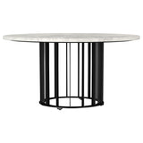 Haven Black Round Genuine White Marble Top Coffee Table - Ornate Home