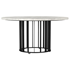 Haven Black Round Genuine White Marble Top Coffee Table - Ornate Home