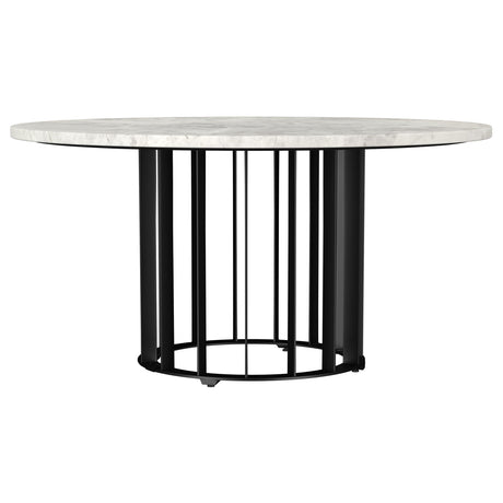 Haven Black Round Genuine White Marble Top Coffee Table - Ornate Home
