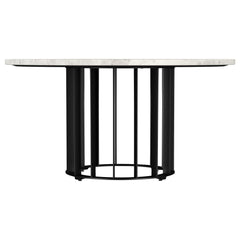 Haven Black Round Genuine White Marble Top Coffee Table - Ornate Home