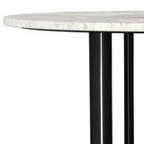 Haven Black Round Genuine White Marble Top Coffee Table - Ornate Home