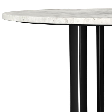 Haven Black Round Genuine White Marble Top Coffee Table - Ornate Home