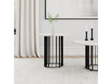 Haven Black Round Genuine White Marble Top End Side Table - Ornate Home
