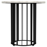 Haven Black Round Genuine White Marble Top End Side Table - Ornate Home
