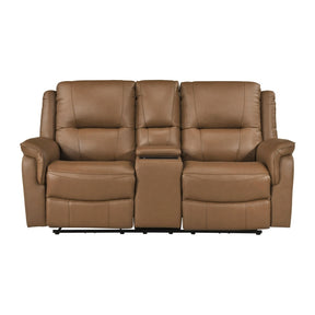Haven Brown Power Double Reclining Loveseat With Center Console Hidden Arms Cup Holders Charging Ports And Wireless Charger - Ornate Home