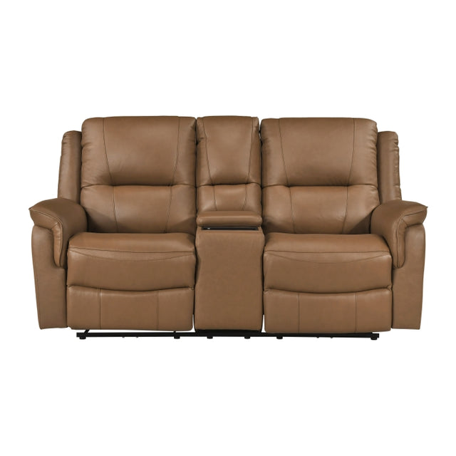 Haven Brown Power Double Reclining Loveseat With Center Console Hidden Arms Cup Holders Charging Ports And Wireless Charger - Ornate Home