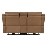 Haven Brown Power Double Reclining Loveseat With Center Console Hidden Arms Cup Holders Charging Ports And Wireless Charger - Ornate Home