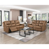 Haven Brown Power Double Reclining Loveseat With Center Console Hidden Arms Cup Holders Charging Ports And Wireless Charger - Ornate Home