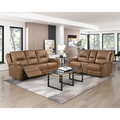 Haven Brown Power Double Reclining Loveseat With Center Console Hidden Arms Cup Holders Charging Ports And Wireless Charger - Ornate Home