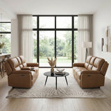 Haven Brown Power Double Reclining Loveseat With Center Console Hidden Arms Cup Holders Charging Ports And Wireless Charger - Ornate Home