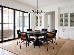 Haven Ebony Black 59" 7-Piece Round Dining Set - Ornate Home